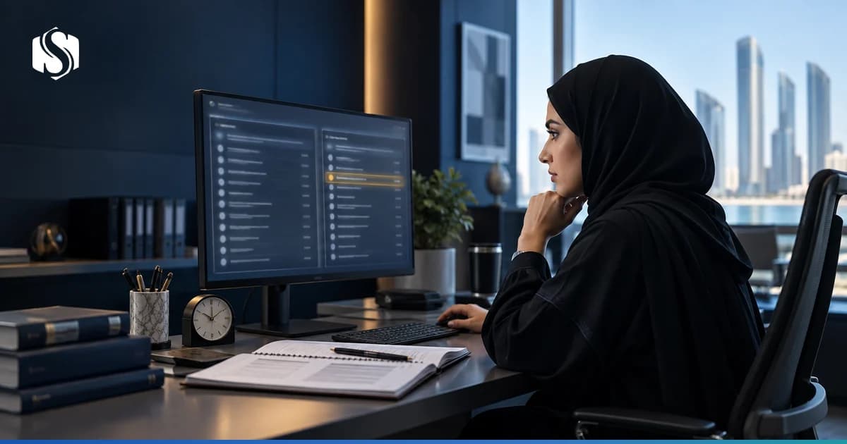 A compliance officer's screening log open beside the UAE Local Terrorist List and the UN Consolidated List, with the 24-hour freeze deadline marked.